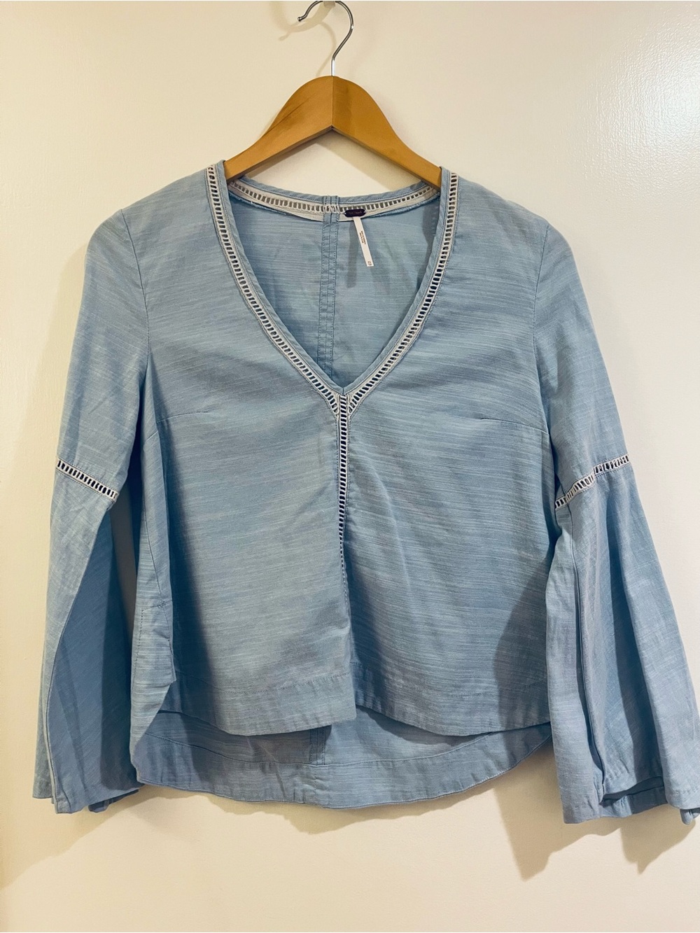 Free People Light Blue V-Neck